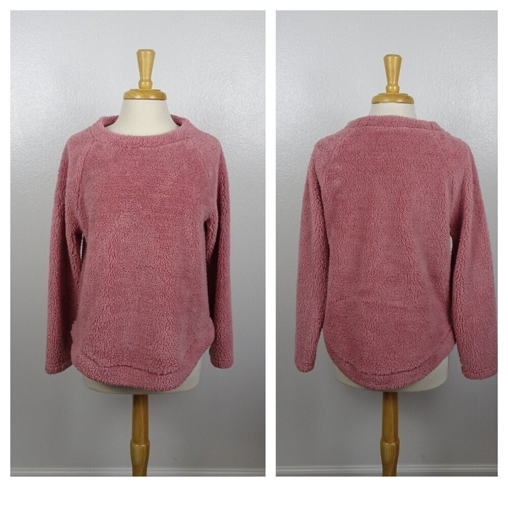 LOFT Women's Fleece Sweater Pink Mauve Comfy Soft Plush  Athleisure Size M - Picture 2 of 11